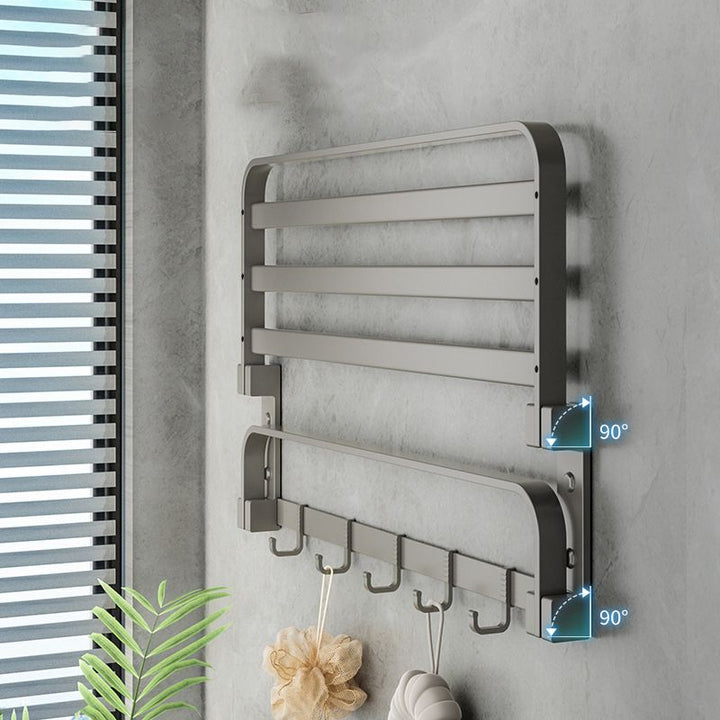 BowLift | Modern Gray Bathroom Accessories Set Aluminum Stainless Steel Bathroom Shelf/Towel Hooks/Towel Bar