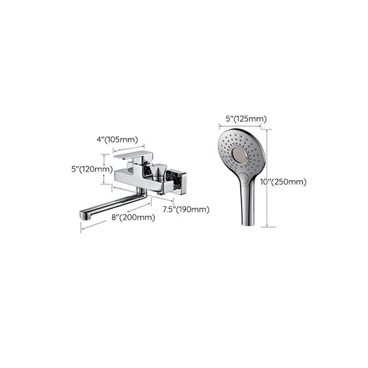 BowLift | Wall Mounted Bathtub Faucet Trim Polished Chrome Swivel Spout with Hand Shower
