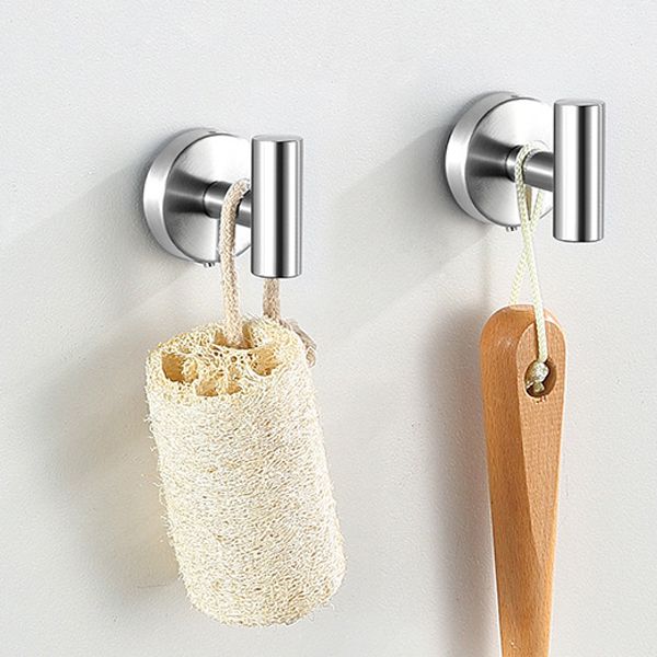 BowLift | Modern Bathroom Hardware Set in Stainless Steel Brushed Chrome Towel Bar/Ring & Bathrobe Hook