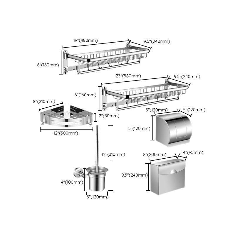 BowLift | Modern Bathroom Accessories Hardware Set Silver Bathroom Hardware