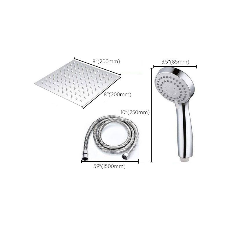 BowLift | High Pressure 8 Inch Shower Set 3-Function Hand Shower Stainless Steel Square Ceiling Shower Head