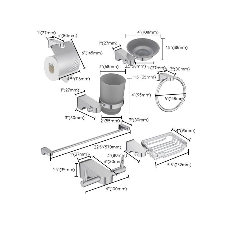BowLift | 6-piece Chrome Bathroom Accessory as Individual Piece or as Set with Towel Ring Bar