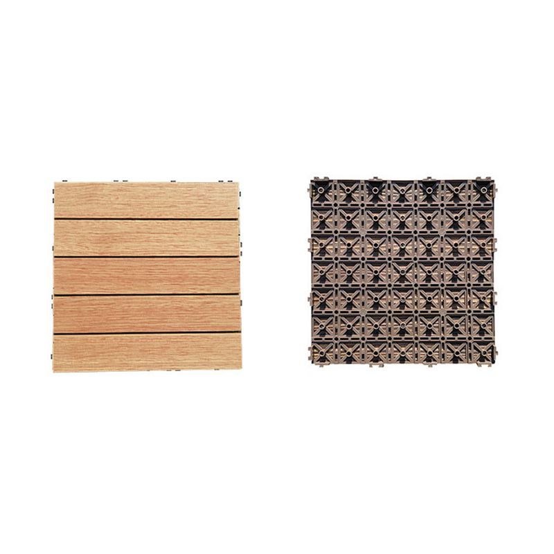 BowLift | Teak-Finish 5-Slat Square Wooden Floor Tiles Connection Garden Tiles