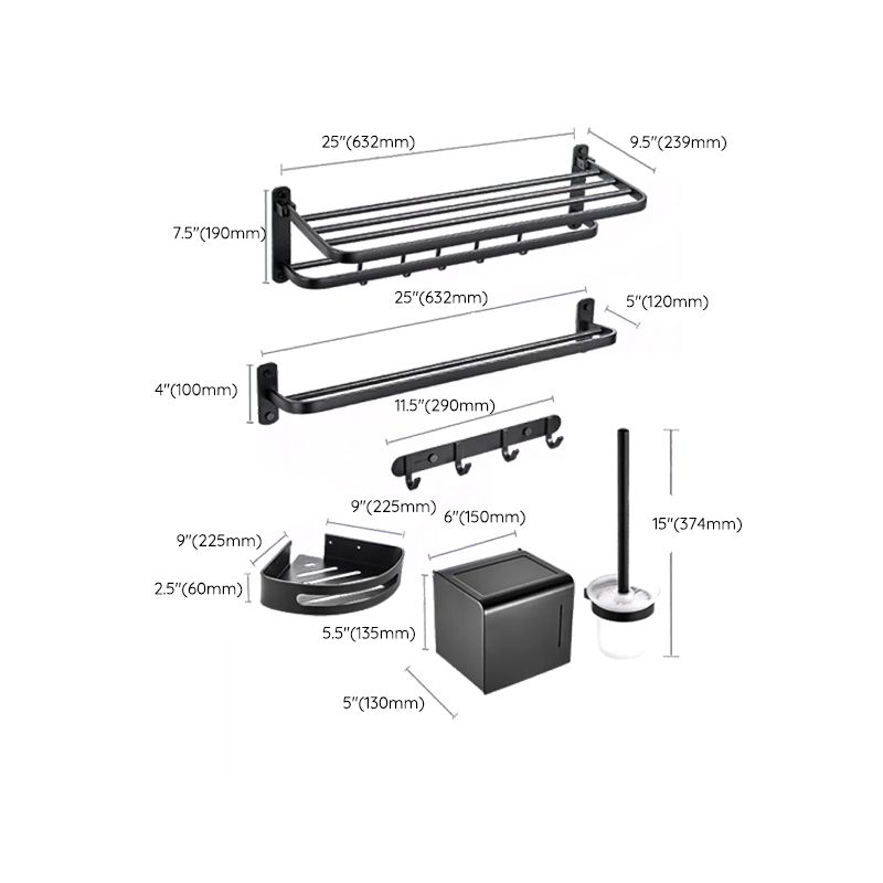 BowLift | Modern black bathroom accessories set towel holder bathroom shelf bathroom faucet set