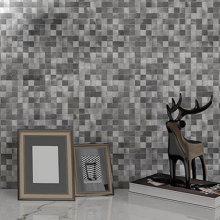 BowLift | Mosaic Tiles Wallpaper Square Shape Peel and Stick Mosaic Tiles with Metal Look