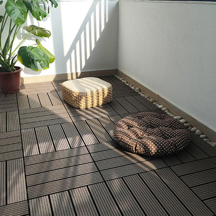 BowLift | 12" X 12" 4-Slat Square Deck/Patio Floor Tiles Snap Installation Floor Plank Tiles