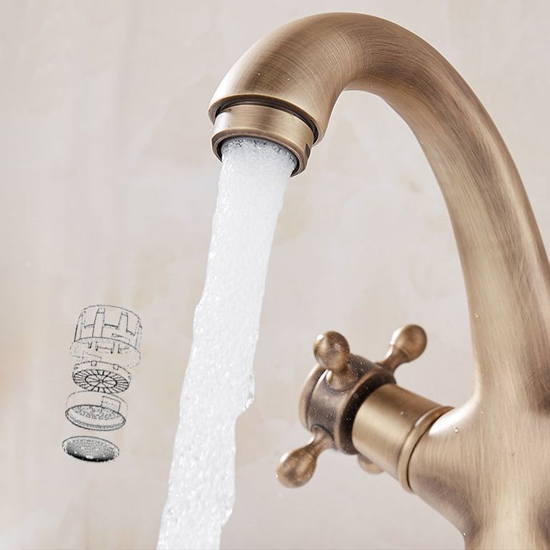 BowLift | Glam Vanity Sink Faucet Brass Cross Handles Low Arc Basin Faucet