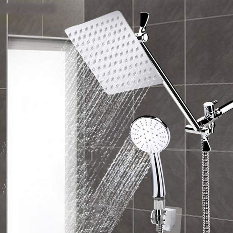 BowLift | Modern Style Dual Showerhead 9-Spray Silver Wall-Mounted Showerhead