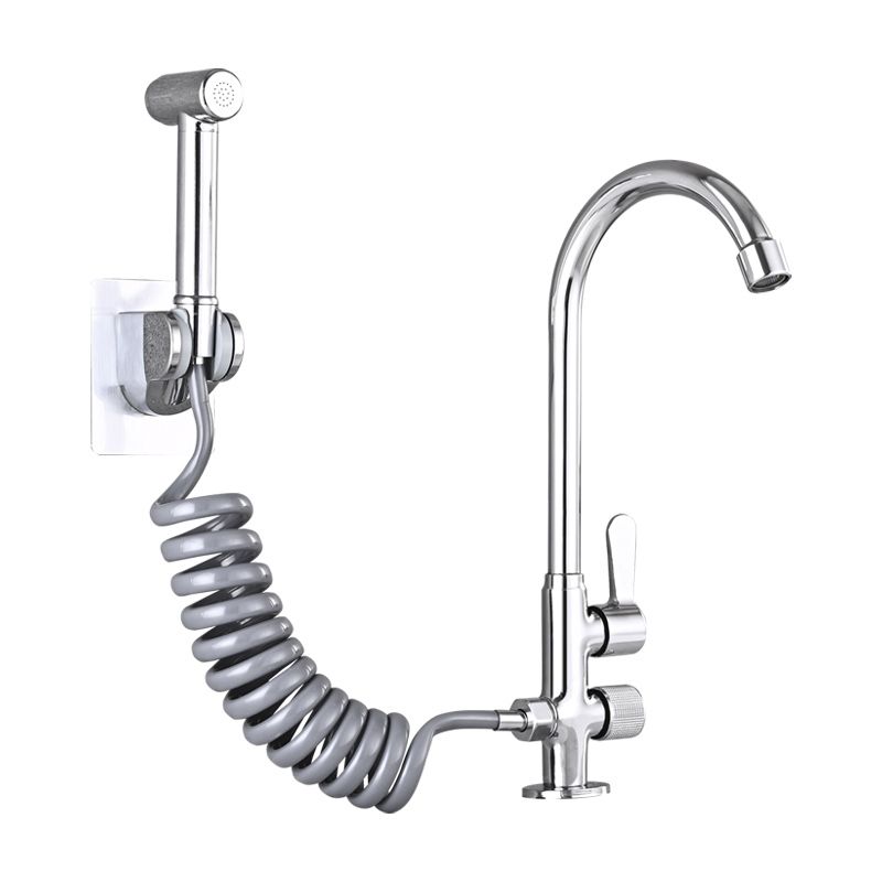BowLift | Single Cold Water Valve Uniform Color High Arc Deck Mounted Bathtub Faucet