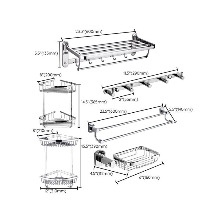 BowLift | Contemporary Bathroom Accessories Hardware Set in Silver Metal