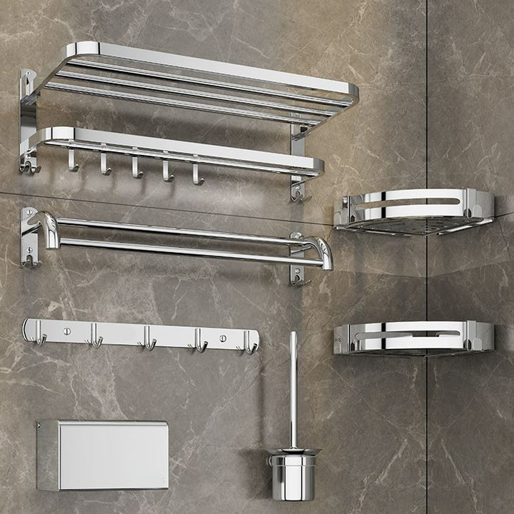 BowLift | Modern Bathroom Accessory Set Made of Chrome-Plated Stainless Steel with Bathrobe Hook/Towel Bar
