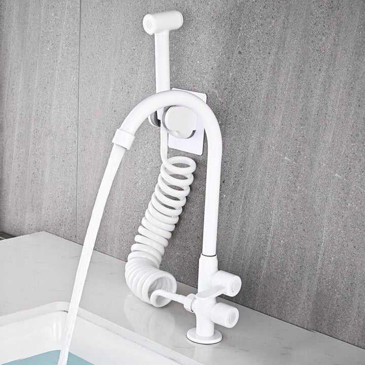 BowLift | Single Cold Water Valve Uniform Color High Arc Deck Mounted Bathtub Faucet