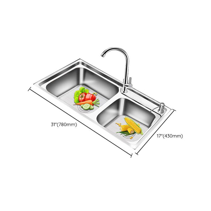 BowLift | Modern Style Kitchen Sink Stainless Steel 2 Holes Top Mount Kitchen Sink