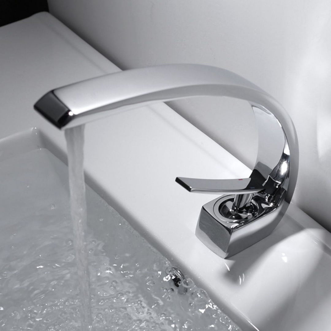 BowLift | Waterfall Spout Widespread Faucet Modern Lever Handles Faucet