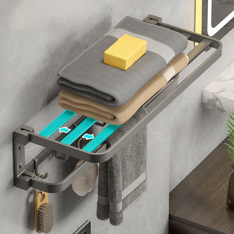 BowLift | Modern Gray Bathroom Accessories Set Aluminum Stainless Steel Bathroom Shelf/Towel Hooks/Towel Bar