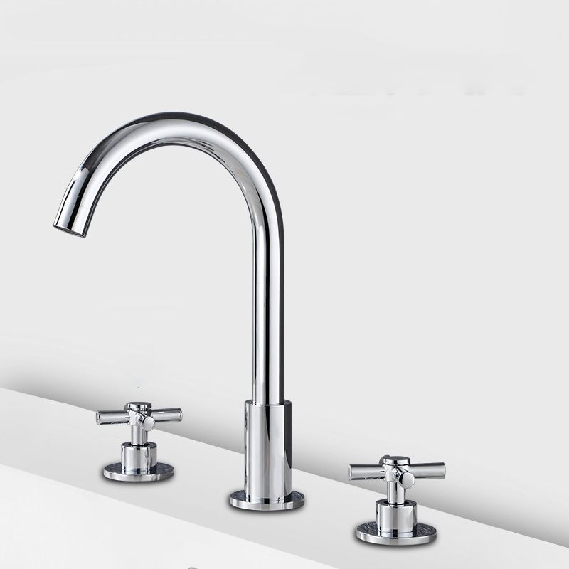 BowLift | Goose Neck Bathroom Sink Faucet 2 Handles Hot and Cold Water Sink Faucet with Drain