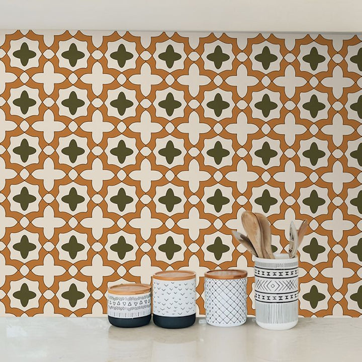 BowLift | Beige Tone Peel & Stick Tile Square Pattern Print Single Tile