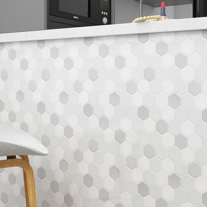BowLift | Peel-and-Stick Tiles Hexagonal Waterproof PVC Peel & Stick Mosaic Tile for Shower