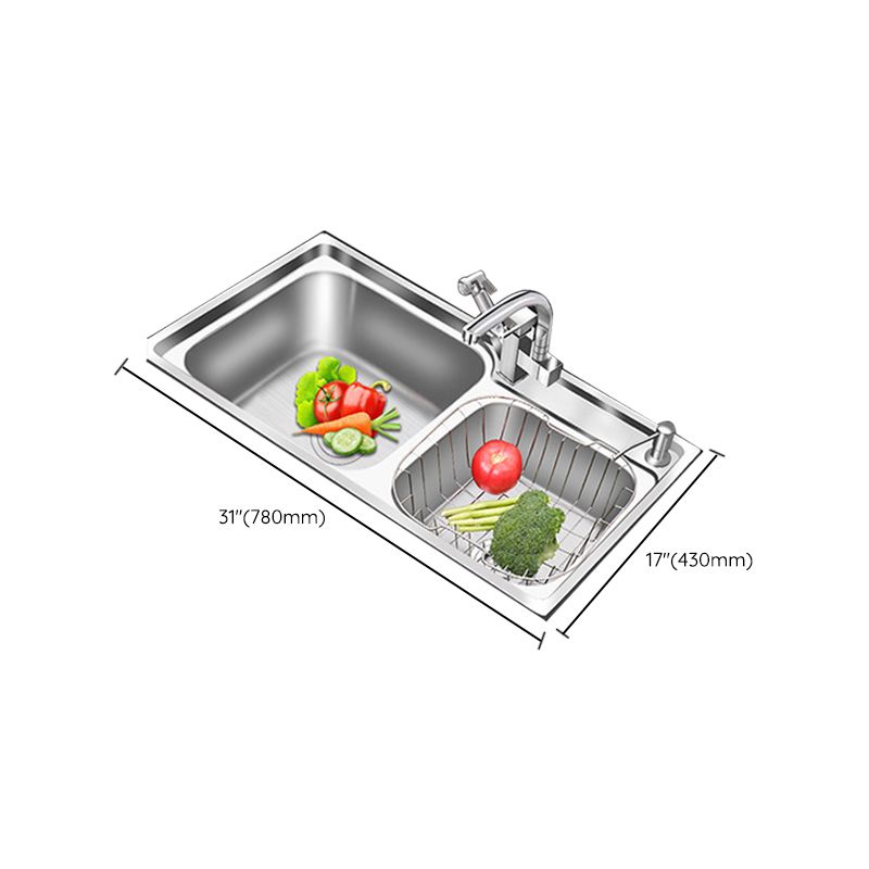 BowLift | Modern Style Kitchen Sink Stainless Steel 2 Holes Top Mount Kitchen Sink