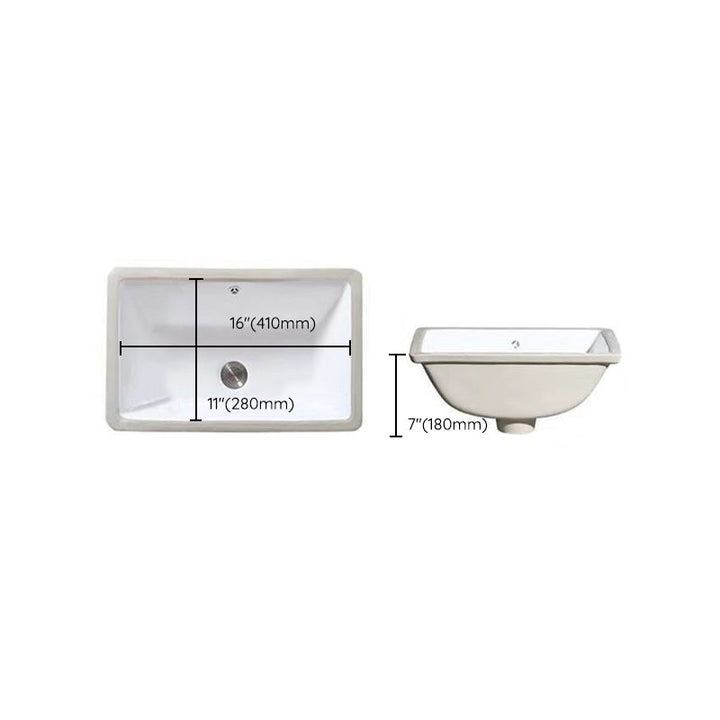 BowLift | Modern Under-mount Sink Oval Porcelain with Pop-Up Drain Sink