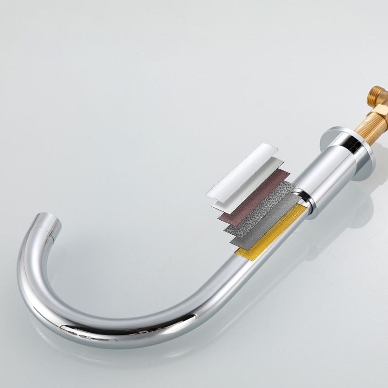 BowLift | Goose Neck Bathroom Sink Faucet 2 Handles Hot and Cold Water Sink Faucet with Drain