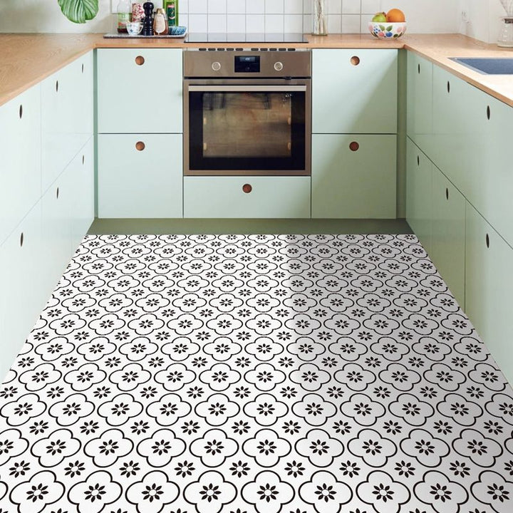 BowLift | Peel & Stick Vinyl Floor Lightly patterned vinyl floor with straight edge