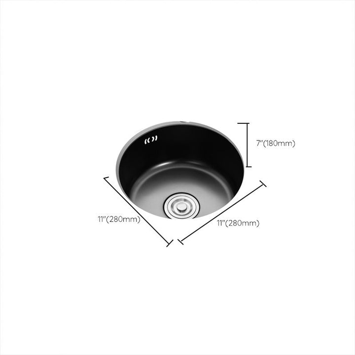 BowLift | Single Bowl Kitchen Sink Round Stainless Steel Sink with Drain Strainer Kits
