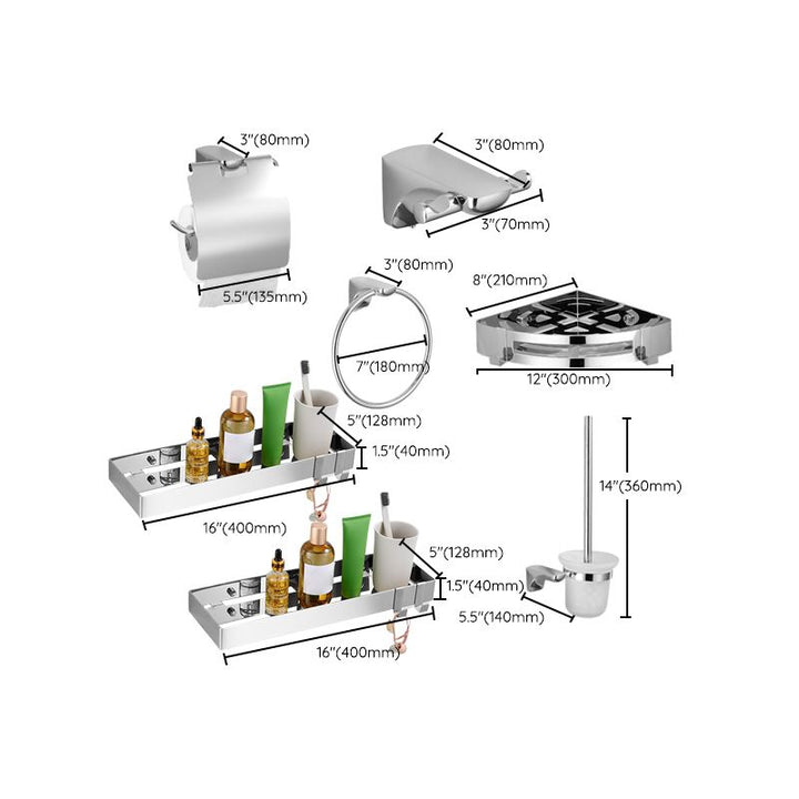 BowLift | Silver Bathroom Accessories Hardware Set Modern Bathroom Accessories Kit