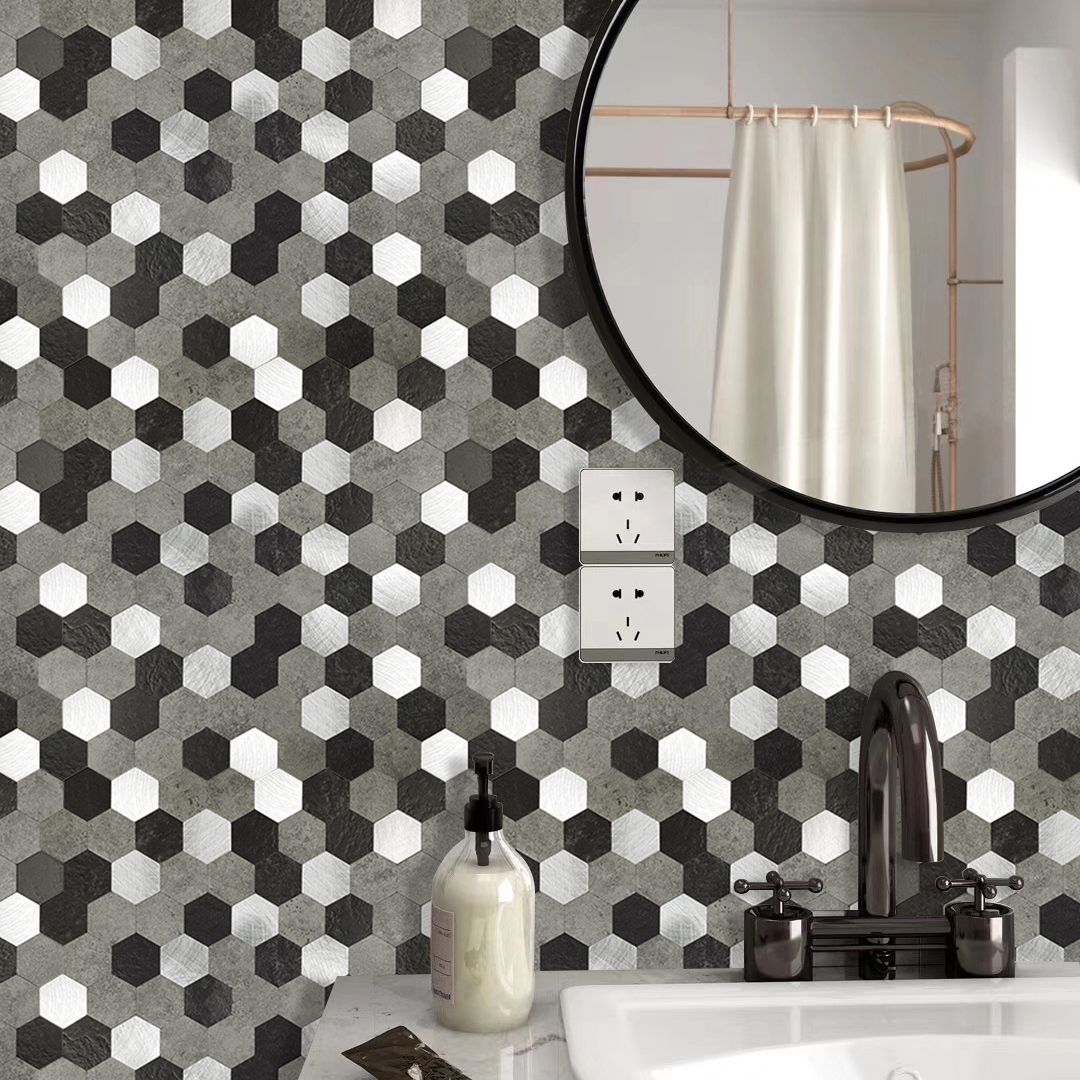 BowLift | Hexagonal Mosaic Tiles Metal Peel and Stick Tiles for Kitchen and Bathroom, 11.8" x 11.8"
