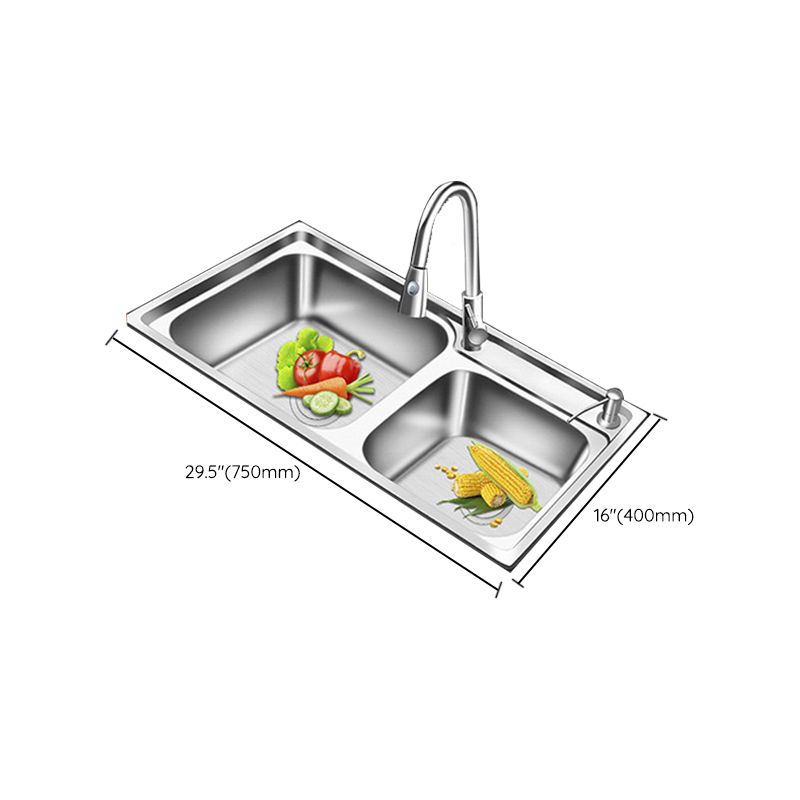 BowLift | Modern Style Kitchen Sink Stainless Steel 2 Holes Top Mount Kitchen Sink