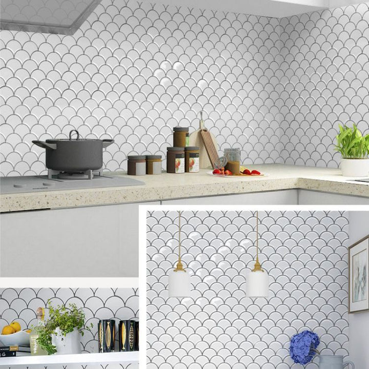 BowLift | Fish scale Peel & Stick field tile square plastic Peel & Stick mosaic tile
