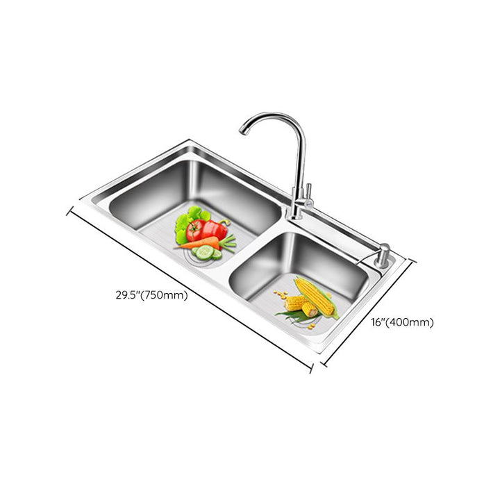BowLift | Modern Style Kitchen Sink Stainless Steel 2 Holes Top Mount Kitchen Sink