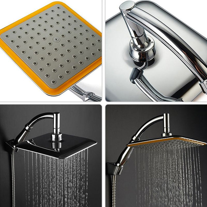 BowLift | Modern Square Showerhead Combo Chrome Rainfall Showerhead