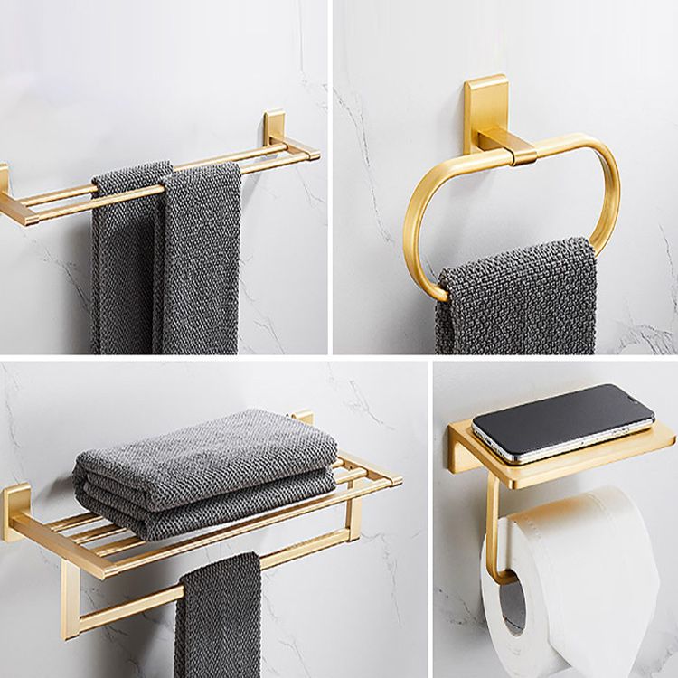 BowLift | Golden Modern 5-piece Bathroom Accessories Set Brushed Brass Towel Holder/Paper Holder