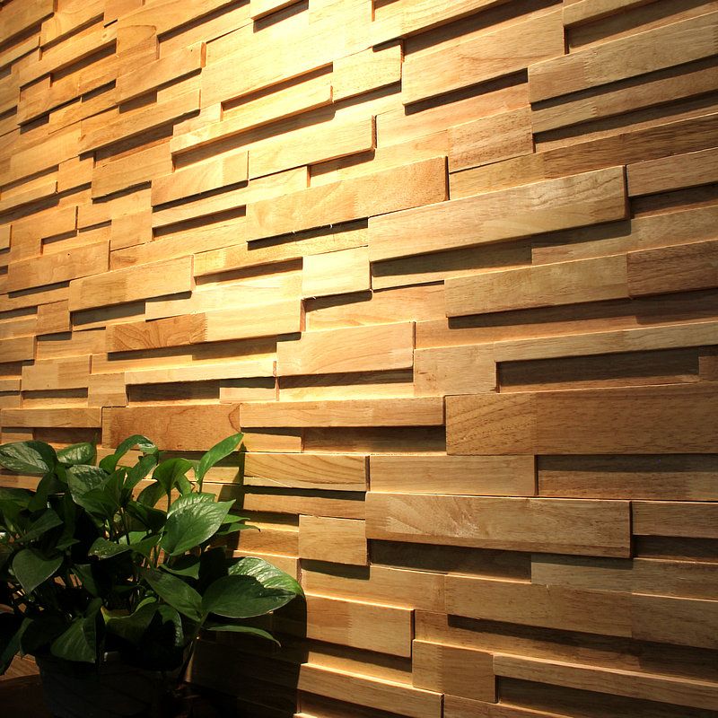 BowLift | Mosaic Wood Wall Cladding Glue Living Room Modern Style Wood Plank