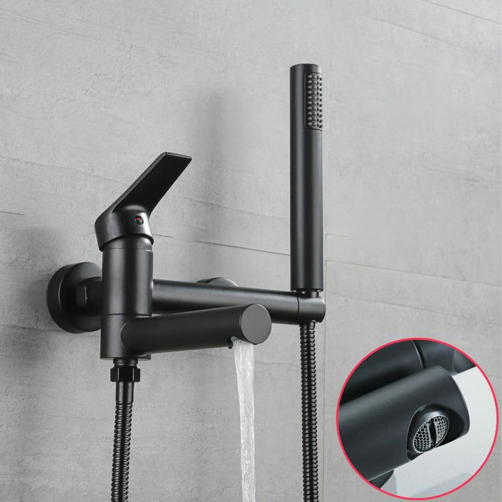 BowLift | Lever Handle Bathtub Faucet Wall Mount Shower Hose Swivel Spout Bathtub Filling with Hand Shower