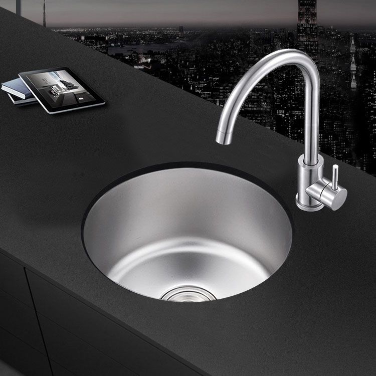 BowLift | Round Stainless Steel Sink Built-in Sink with Basket Strainer