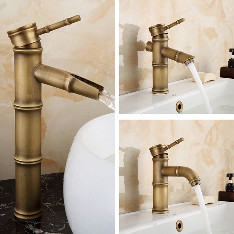 BowLift | Farmhouse Brass Bathroom Faucet With Lever Handle Single Hole Sink Faucet