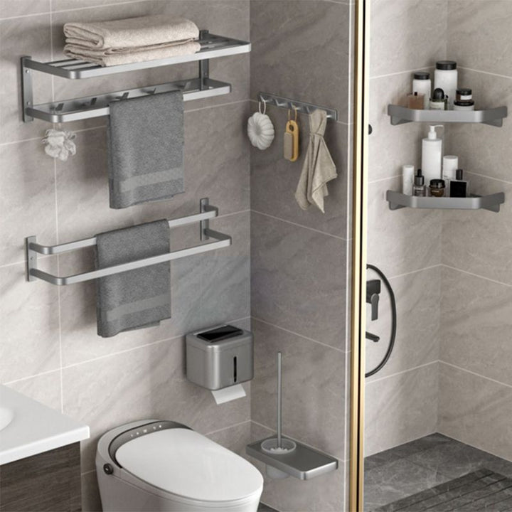 BowLift | Modern gray bathroom hardware set towel rack paper holder bathroom accessory set