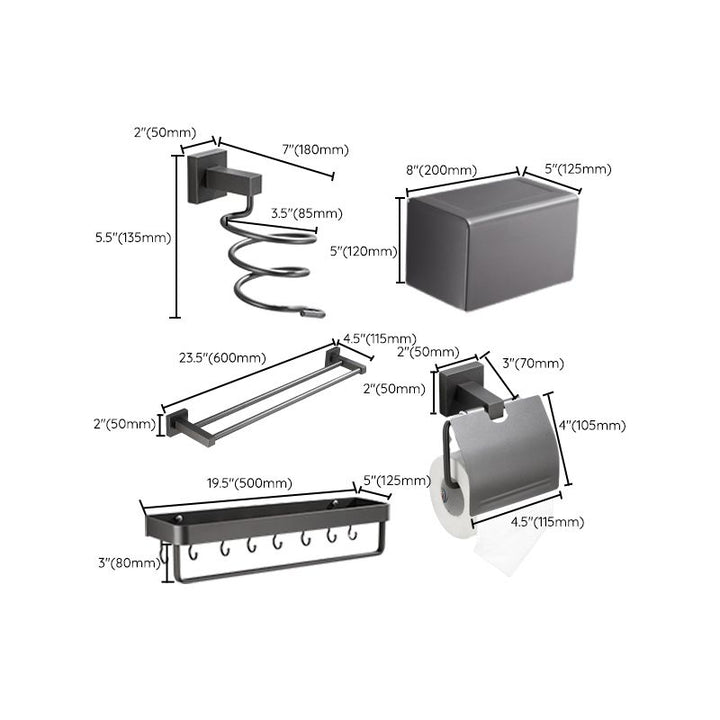 BowLift | Contemporary bathroom accessories single piece or in a set made of gray metal