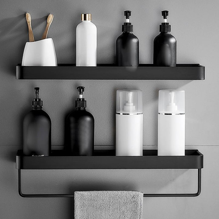 BowLift | Matt Black Bathroom Set Modern 1/2 - Piece Stainless Steel Bath Rack