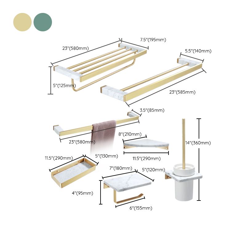BowLift | Polished Brass Bathroom Accessory Set Marble Bathroom Hardware