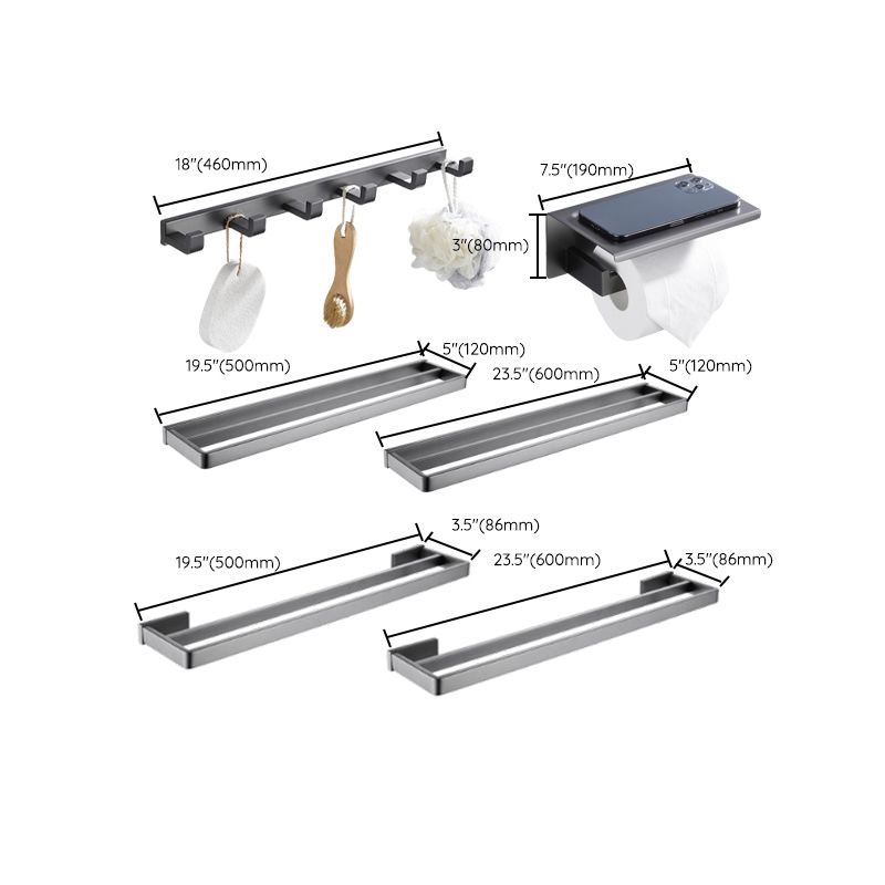 BowLift | Gray 5-piece modern bathroom accessory set made of stainless steel