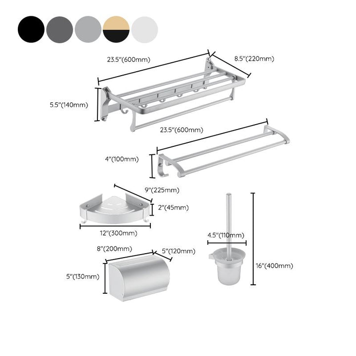 BowLift | 6-piece contemporary bathroom accessory set bathroom shelf/towel bar paper holder included