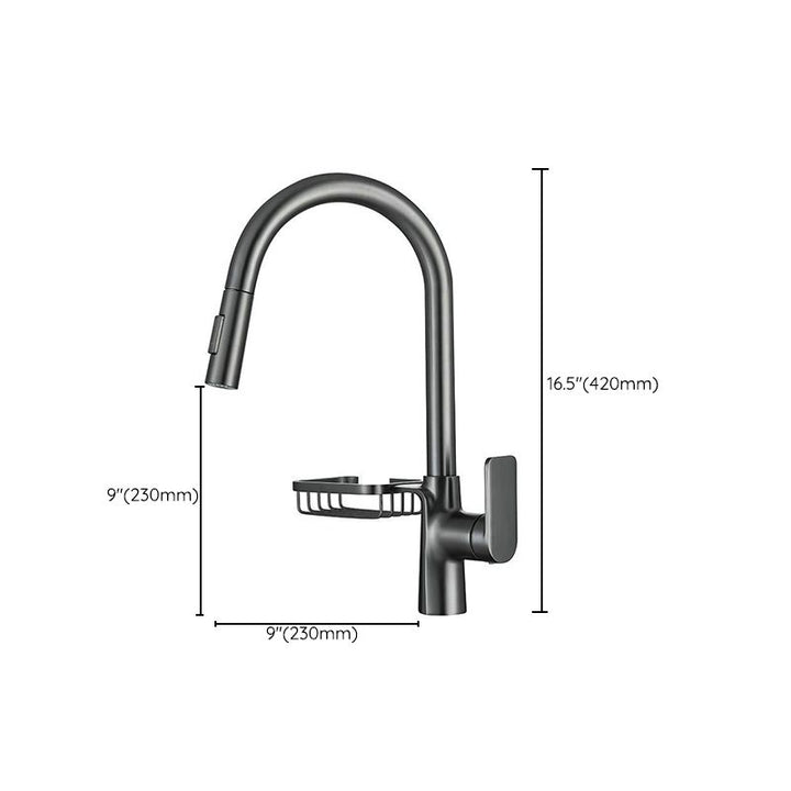 BowLift | Goose Neck Kitchen Sink Faucet Three-Way Flow with Pull-Down Spray Head
