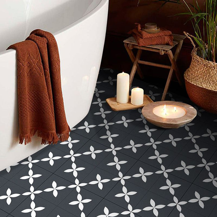 BowLift | Square Indoor Vinyl Flooring Peel and Stick Floral Print Waterproof Vinyl Flooring