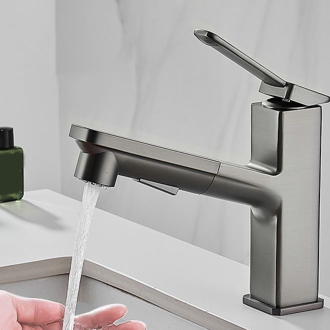 BowLift | Modern Brass Water Faucet Center Mount Bathroom Faucet with Water Hose