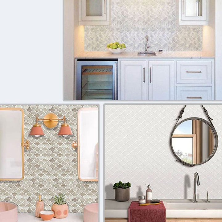 BowLift | Square Peel & Stick Mosaic Tiles Plastic Arabesque Peel and Stick Wall Tile