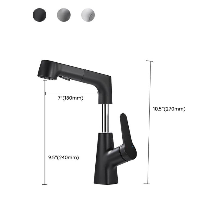 BowLift | Bathroom vessel faucet high arc three-way spout single-handle faucet with pull-out sprayer