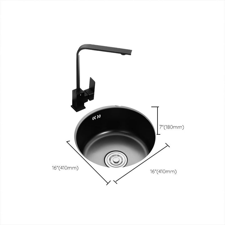BowLift | Single Bowl Kitchen Sink Round Stainless Steel Sink with Drain Basket Kits